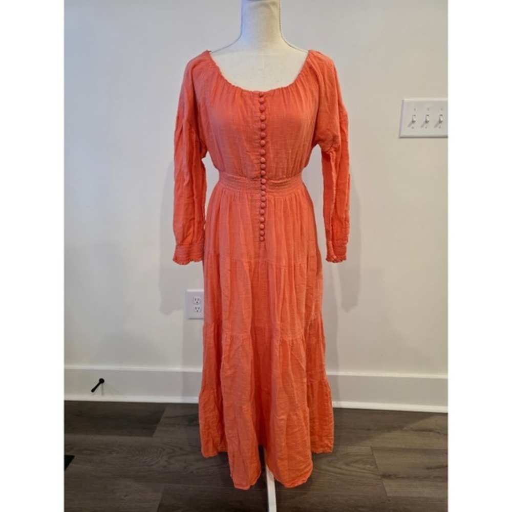 🥳 5/$25 BUNDLE Taylor Women's Size 4 Coral 100% Cotton Scoop‎ Neck Maxi Dress